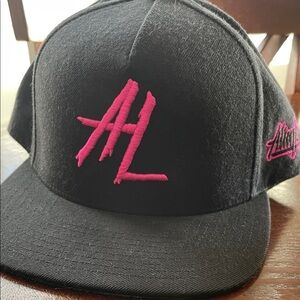 Black Cap with Pink Embroidery